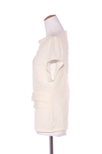GREGORY (NZ) Textured pleat front top - Cream! 10