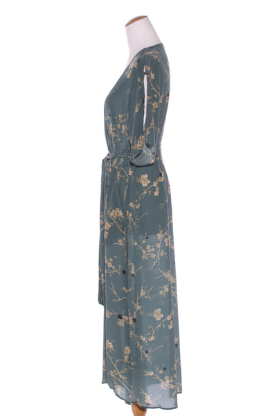 KATE SYLVESTER (NZ) Teal blossom wrap silk dress! 14