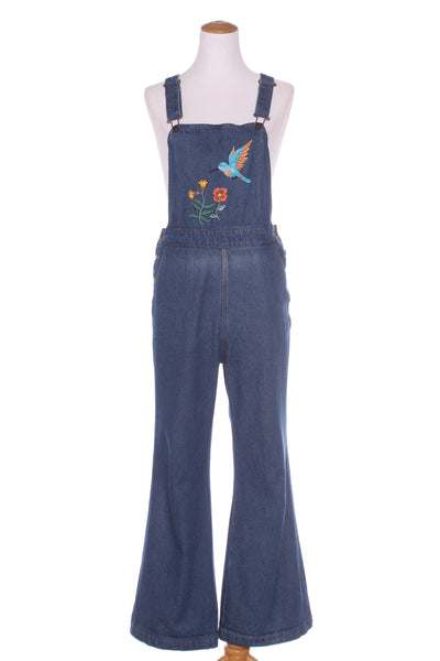 PRINCE HIGHWAY - Hummingbird embroidered denim overall!