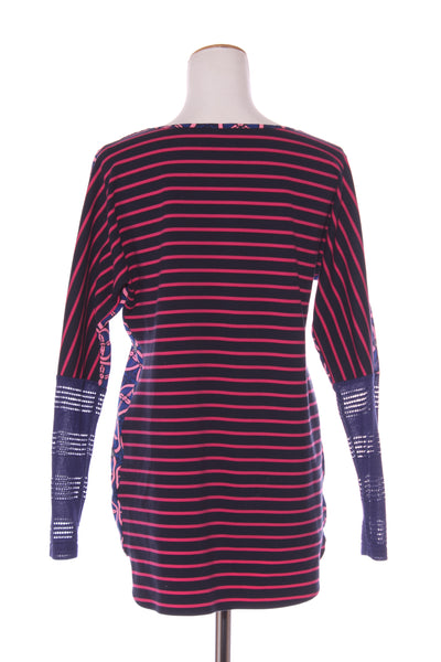 CHARLO - Navy & pink print panel top! 12