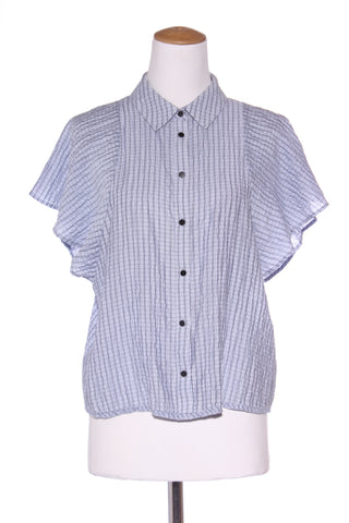 VERONIKA MAINE - Flutter sleeve shirt - Blue plaid! 10