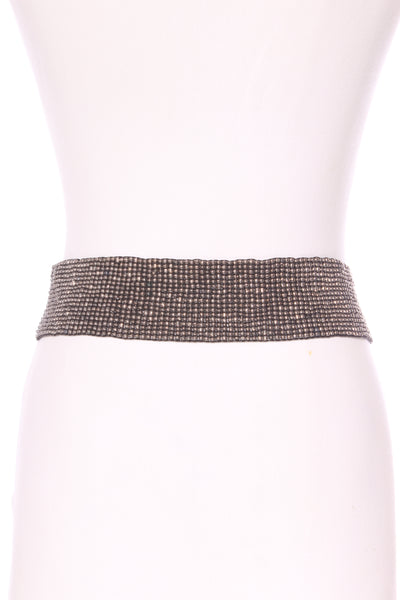 Boho silver beaded wooden buckle belt! 10-14