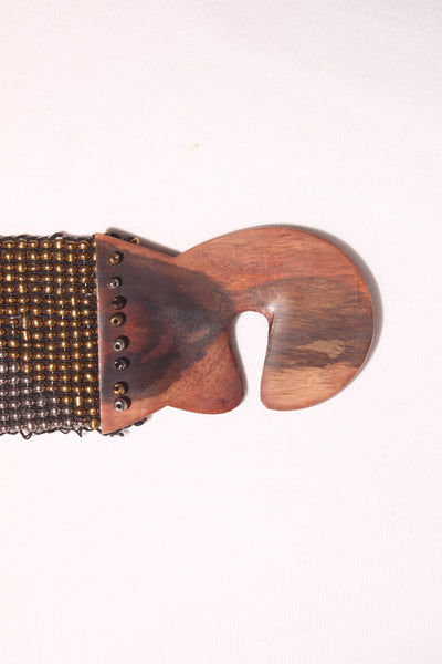 Boho beaded + wooden buckle belt! 10-14