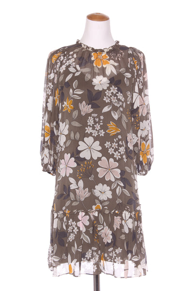 COUNTRY ROAD - Billow sleeve floral dress - Olive! 6-8