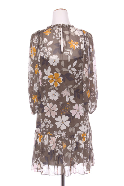 COUNTRY ROAD - Billow sleeve floral dress - Olive! 6-8