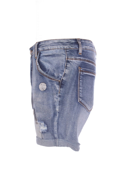 MI MOSO  - Sequin distressed denim short! 8