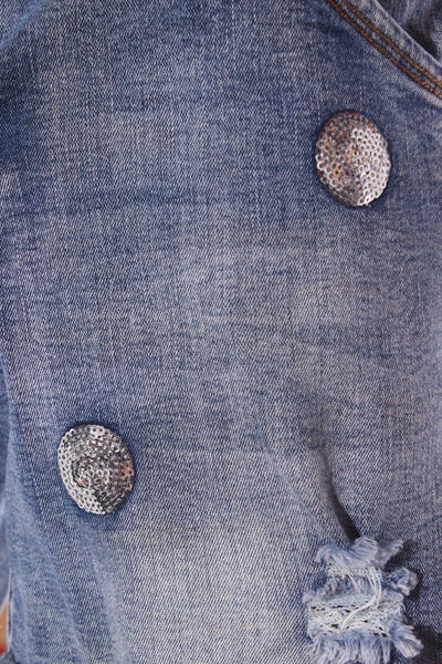MI MOSO  - Sequin distressed denim short! 8