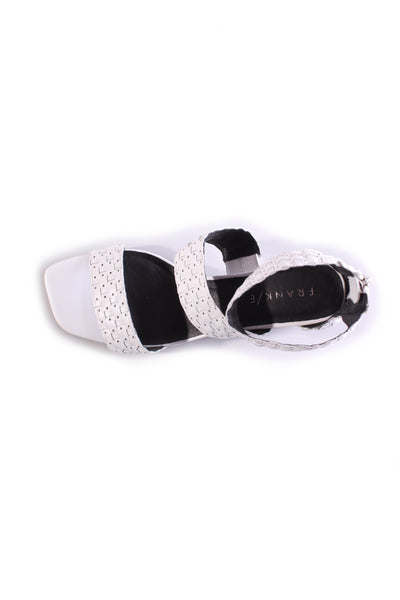 FRANKIE (LN) Woven white leather block heels! 40