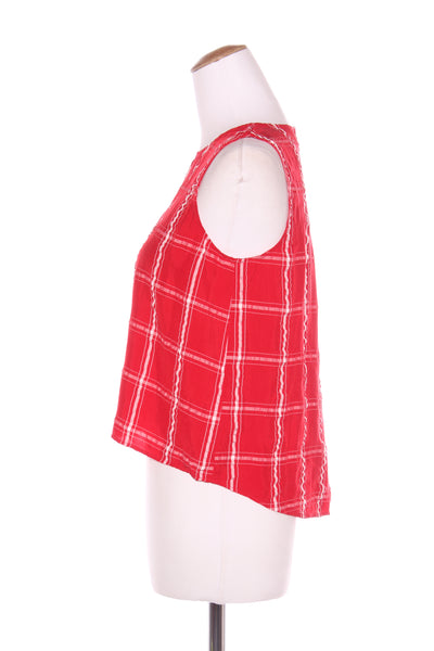 NIQUE - Red plaid drop hem top! 8-10