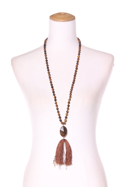 REPERTOIRE - Tigers eye beaded tassel necklace!