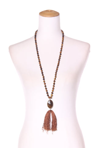 REPERTOIRE - Tigers eye beaded tassel necklace!