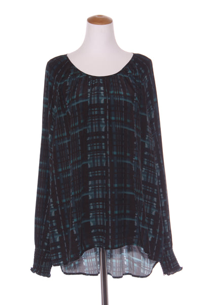 DUO -  Lourdes shirred top - Teal check! 18