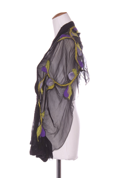 Silk chiffon wool felted floral scarf!