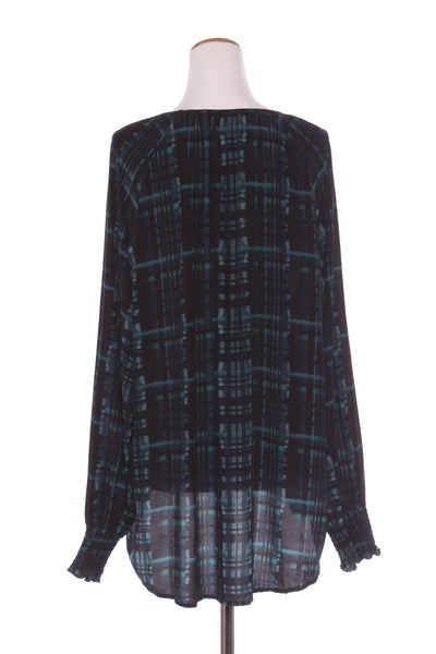 DUO -  Lourdes shirred top - Teal check! 18