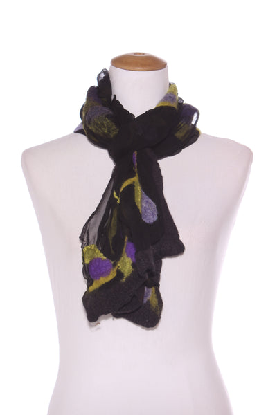 Silk chiffon wool felted floral scarf!