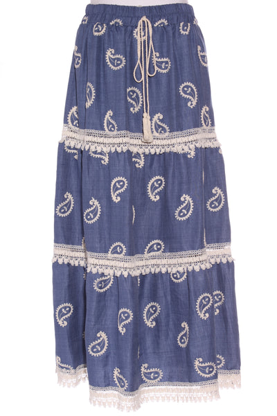 SALTY PALM (LN) Paisley chambray maxi skirt! 14-16