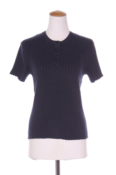 KOWTOW - Rib knit Henley top - Navy marle! 14-16