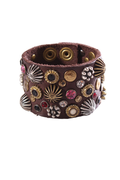 CAMPOMAGGI "Afrodite" leather studded + rhinestone bracelet!