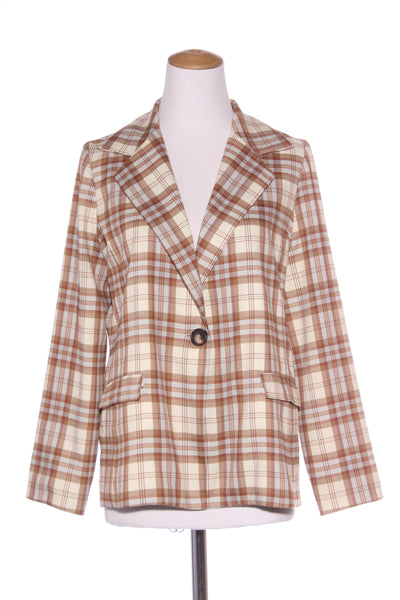 KILT (NZ) Blue + tan plaid blazer! 10-12