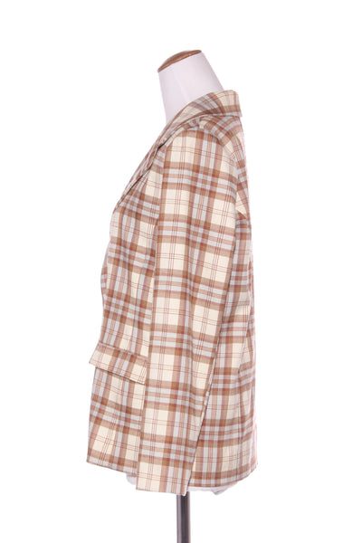 KILT (NZ) Blue + tan plaid blazer! 10-12