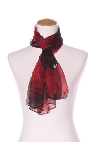 Silk chiffon scarf - Red/black!