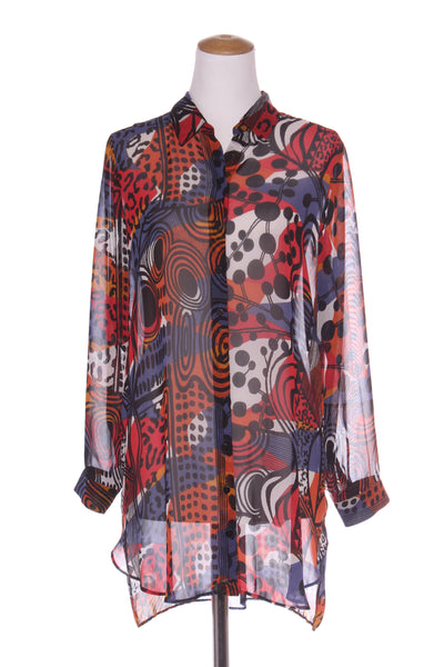 PAULA RYAN (NZ) Abstract print chiffon shirt! 12