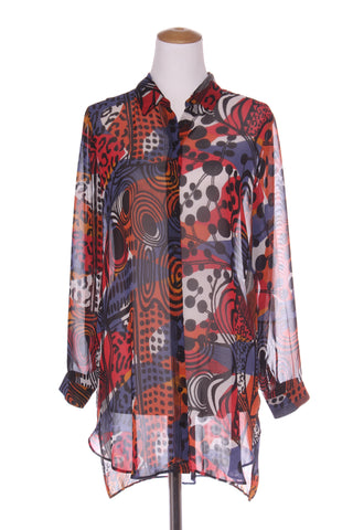 PAULA RYAN (NZ) Abstract print chiffon shirt! 12