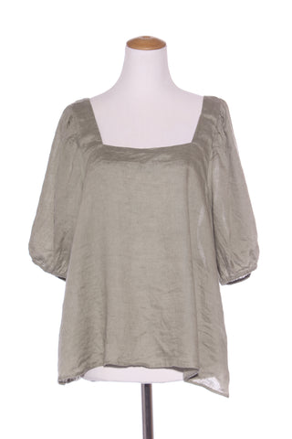SASS - Square neck linen top - Khaki! 16