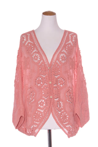 NO LABEL - Blush crochet cotton batwing cardi! 8-16