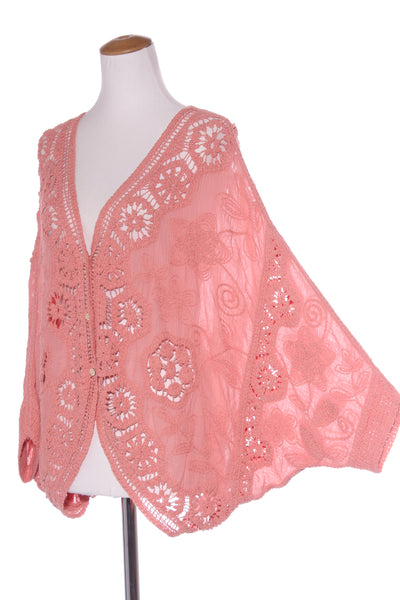 NO LABEL - Blush crochet cotton batwing cardi! 8-16