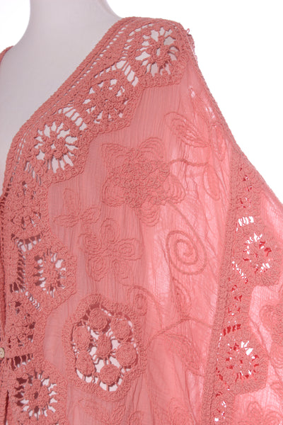 NO LABEL - Blush crochet cotton batwing cardi! 8-16