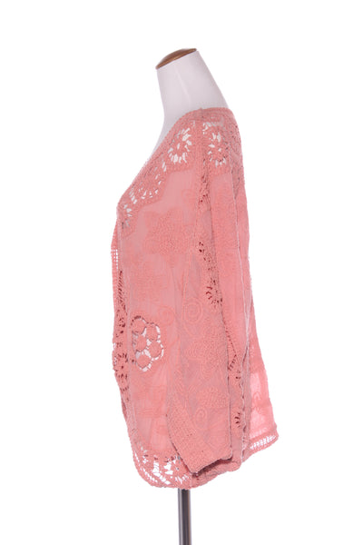 NO LABEL - Blush crochet cotton batwing cardi! 8-16