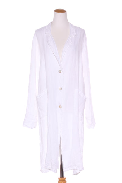 PEONIA (ITA) White linen duster coat! 12-14