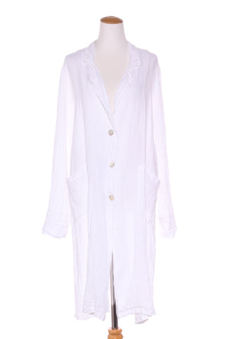PEONIA (ITA) White linen duster coat! 12-14