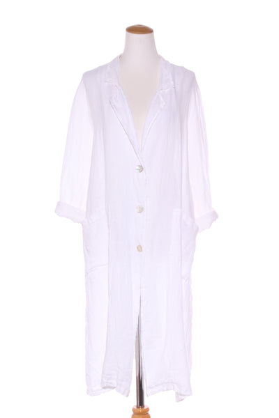 PEONIA (ITA) White linen duster coat! 12-14