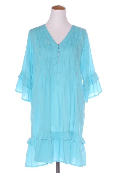 LULALIFE - Cotton tiered ruffle dress - Aqua! 14