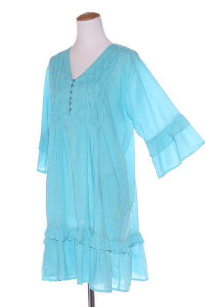 LULALIFE - Cotton tiered ruffle dress - Aqua! 14