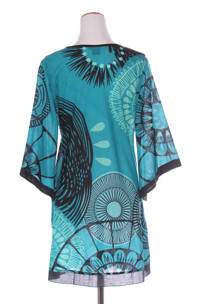 ALLER SIMPLEMENT - Teal print kimono sleeve dress! 14-16