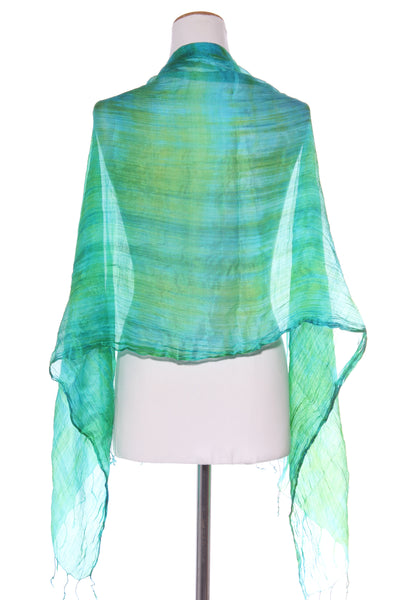 Blue + green satin shrug/scarf!