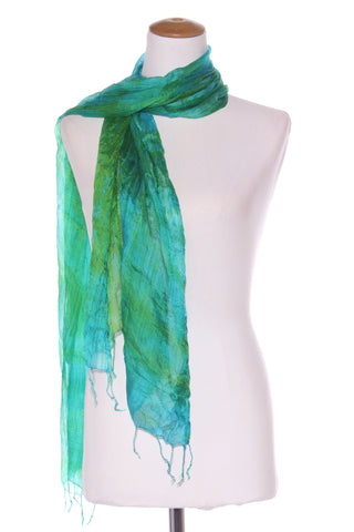 Blue + green satin shrug/scarf!