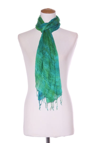 Blue + green satin shrug/scarf!