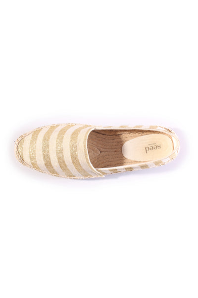 SEED - Gold stripe canvas loafer! 39