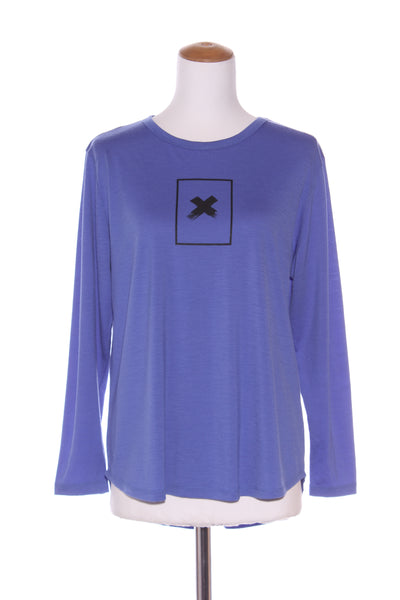 OBR (LN) NZ - X print curved hem merino top! 14