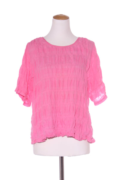 STUDIO CURVE - Seersucker shirred top - Pink! 16