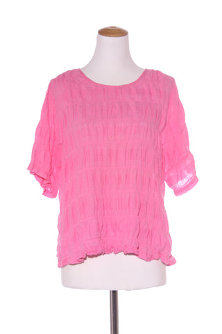 STUDIO CURVE - Seersucker shirred top - Pink! 16