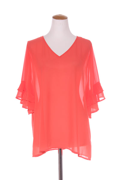 GLOSS - Ruffle sleeve chiffon top - Coral! 16