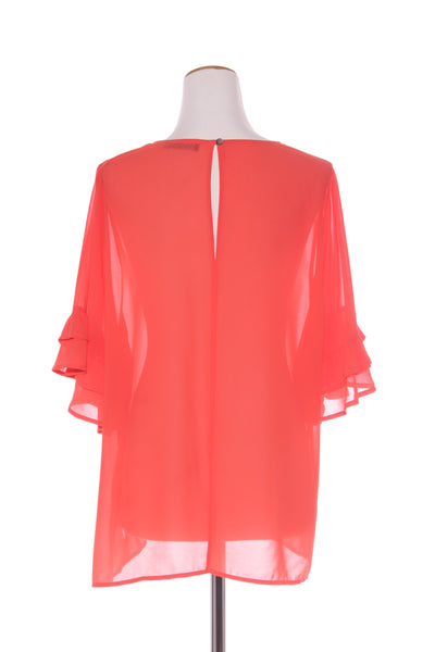 GLOSS - Ruffle sleeve chiffon top - Coral! 16