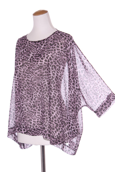 MOOCHI (NZ) Faithfuls "Record" purple leopard chiffon top! 14-16