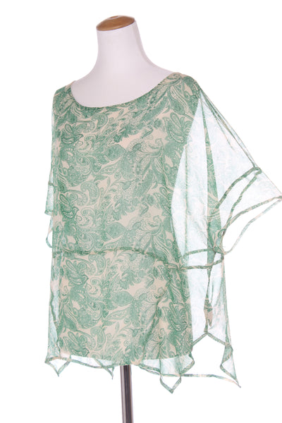 MOOCHI "Bracket" green paisley print chiffon tee! 14