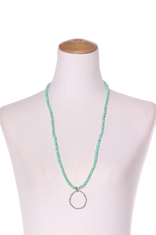 Beaten metal turquoise bead necklace!